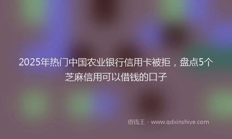 2025年热门中国农业银行信用卡被拒，盘点5个芝麻信用可以借钱的口子