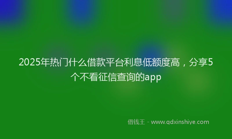 2025年热门什么借款平台利息低额度高，分享5个不看征信查询的app