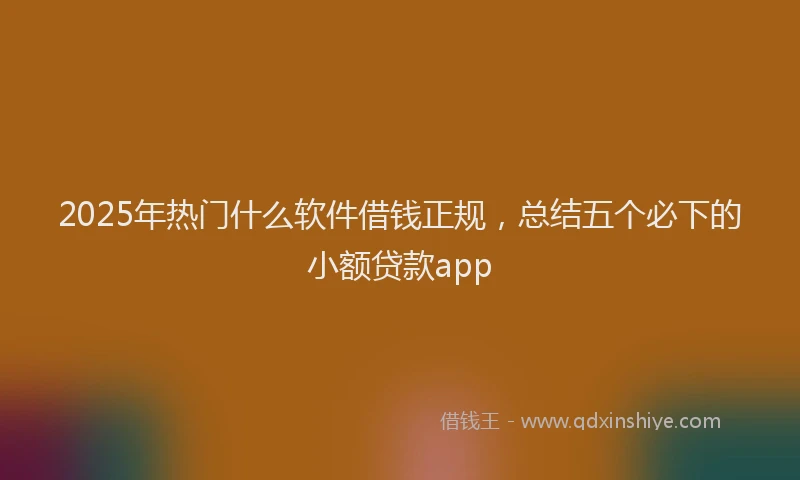 2025年热门什么软件借钱正规，总结五个必下的小额贷款app