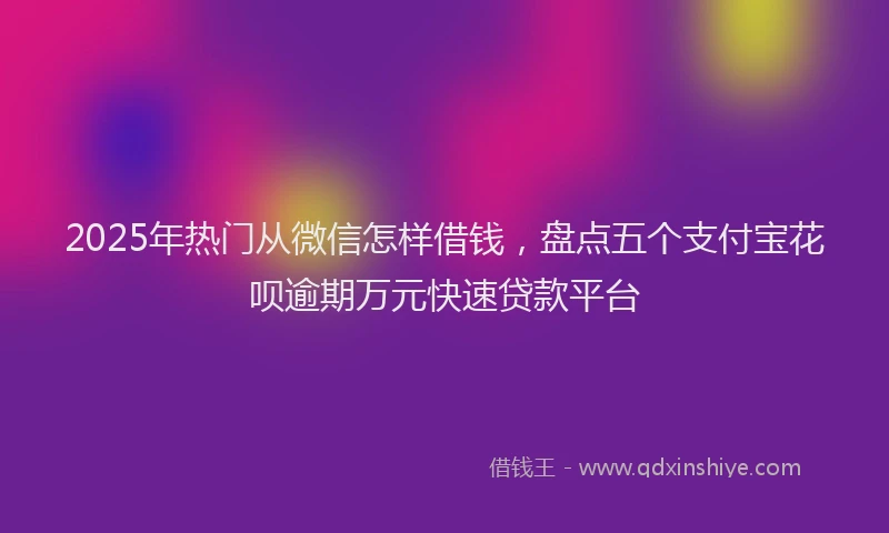 2025年热门从微信怎样借钱，盘点五个支付宝花呗逾期万元快速贷款平台