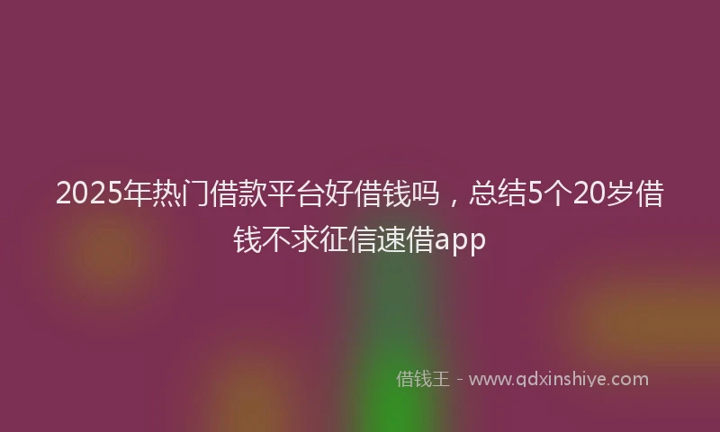 2025年热门借款平台好借钱吗，总结5个20岁借钱不求征信速借app