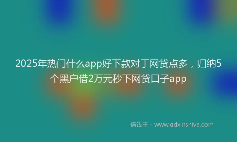 2025年热门什么app好下款对于网贷点多,归纳5个黑户借2万元秒下网贷口子app