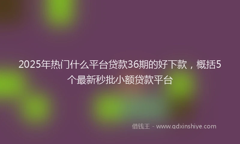 2025年热门什么平台贷款36期的好下款，概括5个最新秒批小额贷款平台