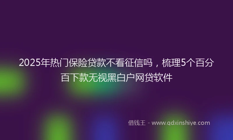 2025年热门保险贷款不看征信吗，梳理5个百分百下款无视黑白户网贷软件