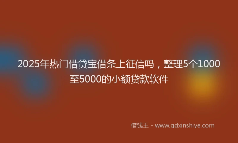2025年热门借贷宝借条上征信吗，整理5个1000至5000的小额贷款软件