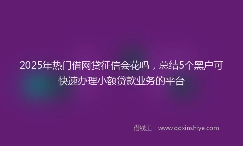 2025年热门借网贷征信会花吗，总结5个黑户可快速办理小额贷款业务的平台
