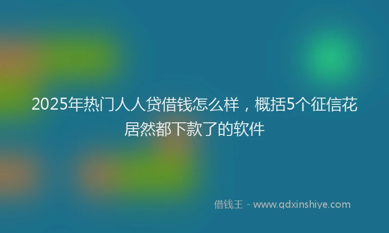 2025年热门人人贷借钱怎么样，概括5个征信花居然都下款了的软件