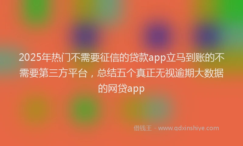 2025年热门不需要征信的贷款app立马到账的不需要第三方平台，总结五个真正无视逾期大数据的网贷app