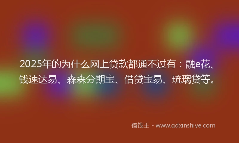 2025年的为什么网上贷款都通不过有：融e花、钱速达易、森森分期宝、借贷宝易、琉璃贷等。