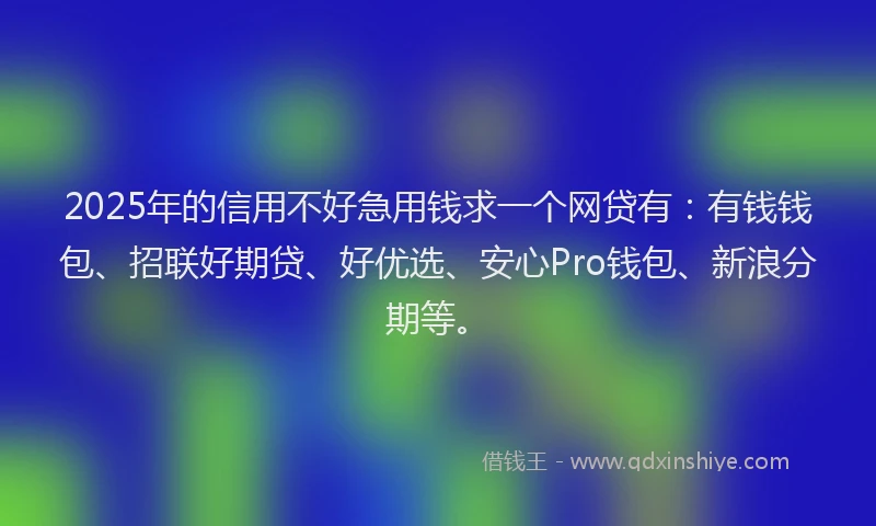 2025年的信用不好急用钱求一个网贷有：有钱钱包、招联好期贷、好优选、安心Pro钱包、新浪分期等。