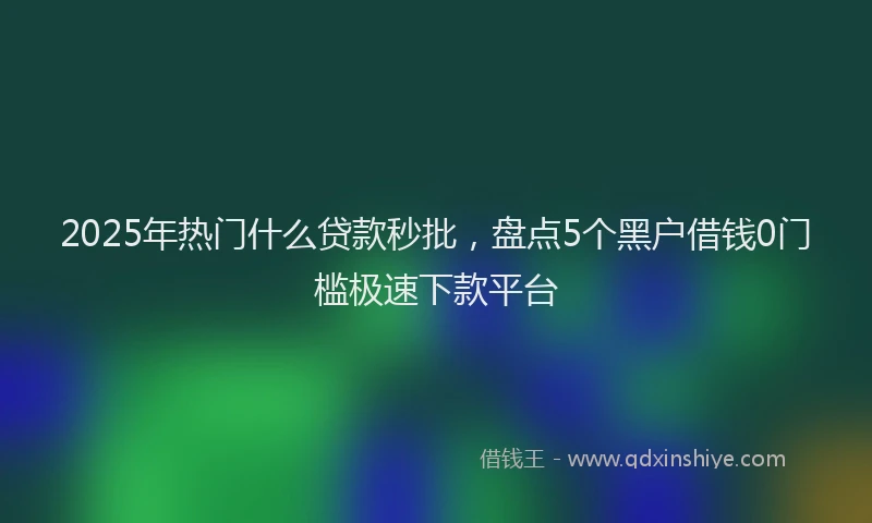 2025年热门什么贷款秒批，盘点5个黑户借钱0门槛极速下款平台