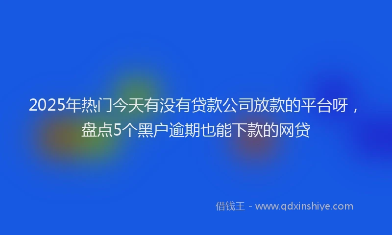 2025年热门今天有没有贷款公司放款的平台呀，盘点5个黑户逾期也能下款的网贷