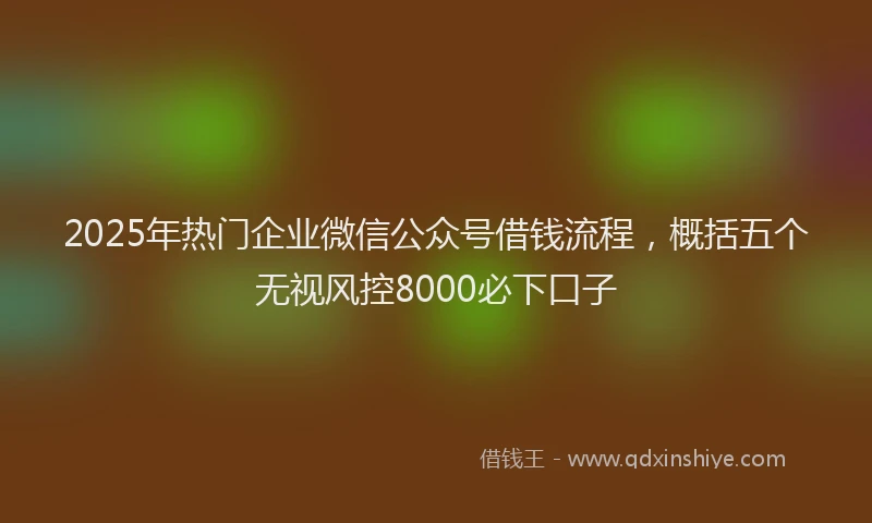 2025年热门企业微信公众号借钱流程，概括五个无视风控8000必下口子