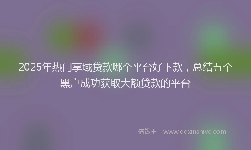 2025年热门享域贷款哪个平台好下款，总结五个黑户成功获取大额贷款的平台