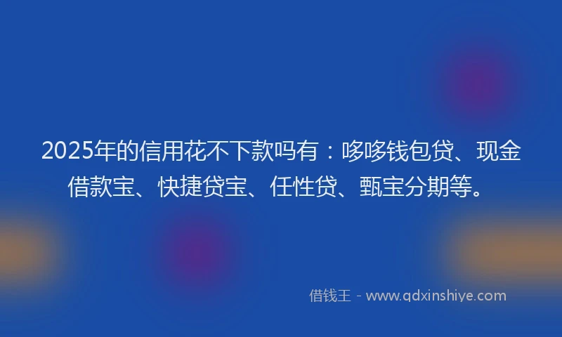 2025年的信用花不下款吗有：哆哆钱包贷、现金借款宝、快捷贷宝、任性贷、甄宝分期等。