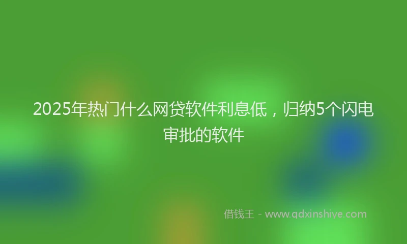 2025年热门什么网贷软件利息低，归纳5个闪电审批的软件