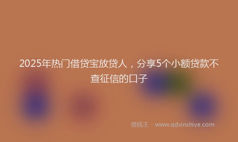2025年热门借贷宝放贷人，分享5个小额贷款不查征信的口子