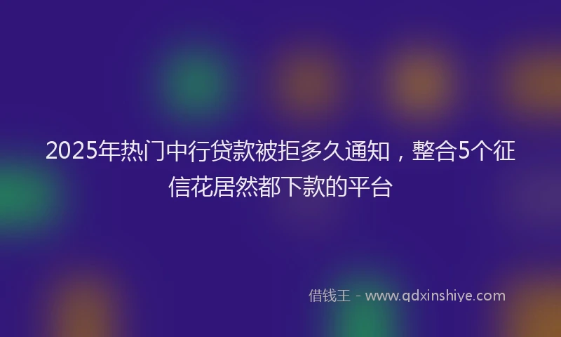 2025年热门中行贷款被拒多久通知，整合5个征信花居然都下款的平台
