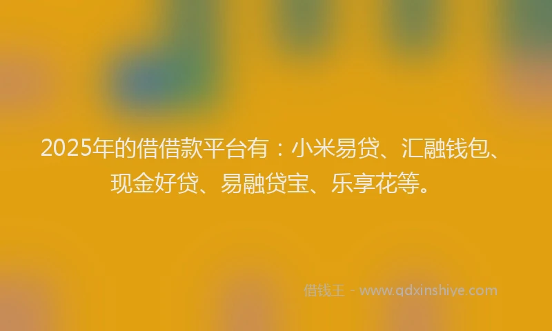 2025年的借借款平台有：小米易贷、汇融钱包、现金好贷、易融贷宝、乐享花等。