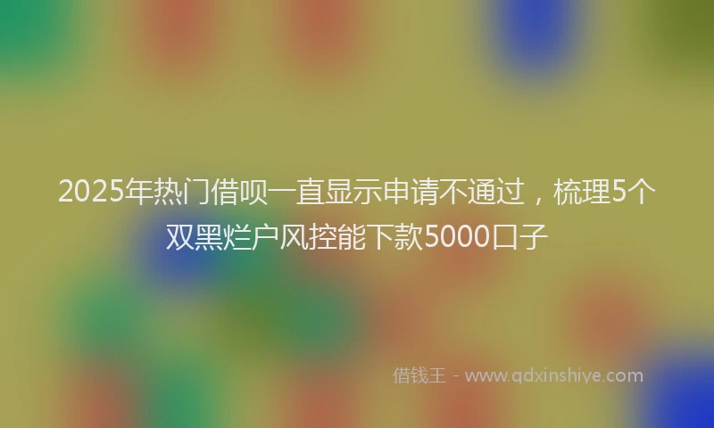 2025年热门借呗一直显示申请不通过，梳理5个双黑烂户风控能下款5000口子