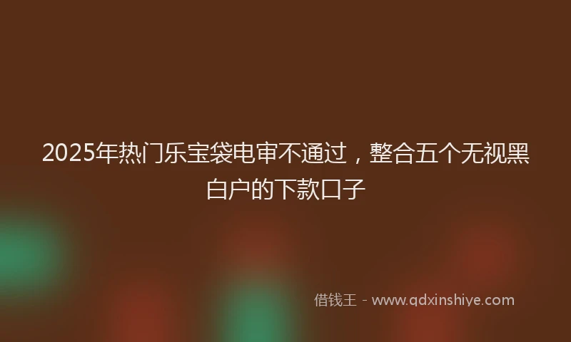 2025年热门乐宝袋电审不通过，整合五个无视黑白户的下款口子