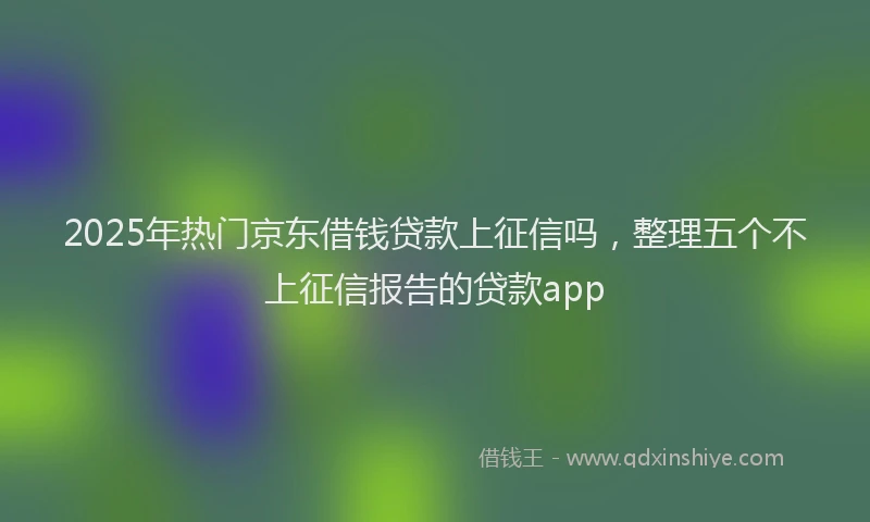 2025年热门京东借钱贷款上征信吗，整理五个不上征信报告的贷款app