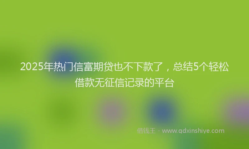 2025年热门信富期贷也不下款了，总结5个轻松借款无征信记录的平台