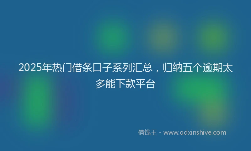 2025年热门借条口子系列汇总，归纳五个逾期太多能下款平台