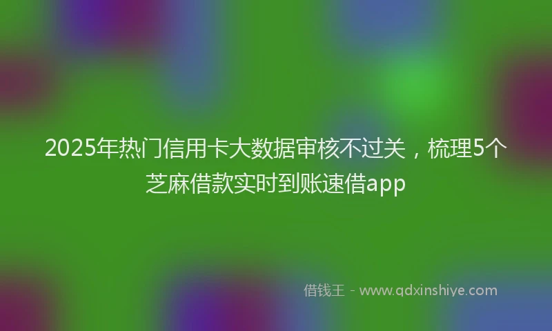 2025年热门信用卡大数据审核不过关，梳理5个芝麻借款实时到账速借app