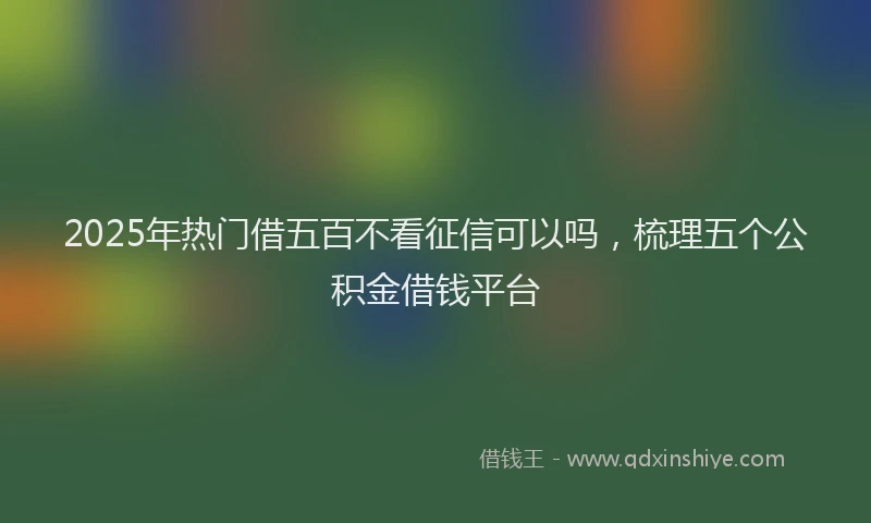 2025年热门借五百不看征信可以吗，梳理五个公积金借钱平台