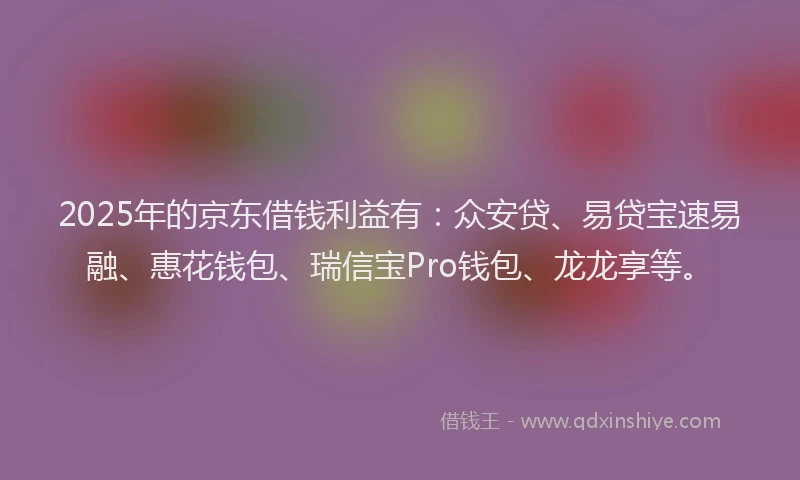 2025年的京东借钱利益有：众安贷、易贷宝速易融、惠花钱包、瑞信宝Pro钱包、龙龙享等。