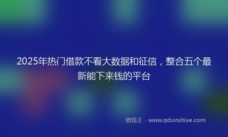 2025年热门借款不看大数据和征信，整合五个最新能下来钱的平台