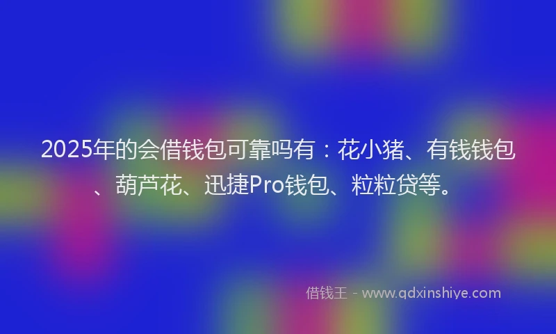 2025年的会借钱包可靠吗有：花小猪、有钱钱包、葫芦花、迅捷Pro钱包、粒粒贷等。