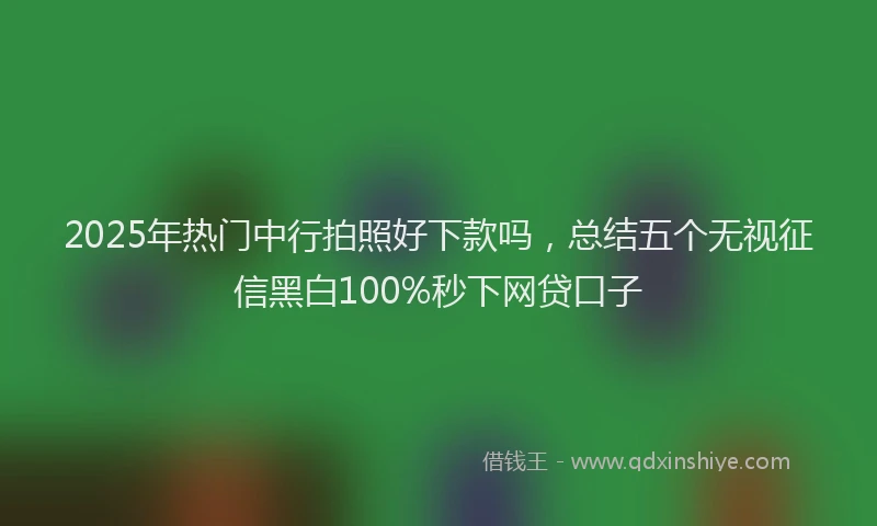 2025年热门中行拍照好下款吗，总结五个无视征信黑白100%秒下网贷口子