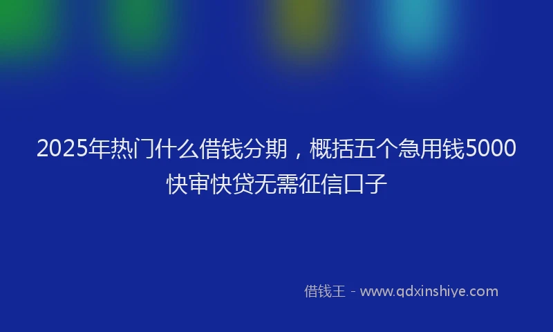 2025年热门什么借钱分期，概括五个急用钱5000快审快贷无需征信口子