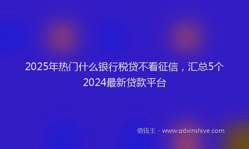 2025年热门什么银行税贷不看征信，汇总5个2024最新贷款平台