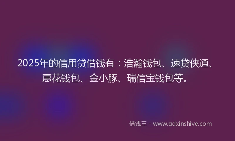 2025年的信用贷借钱有：浩瀚钱包、速贷侠通、惠花钱包、金小豚、瑞信宝钱包等。