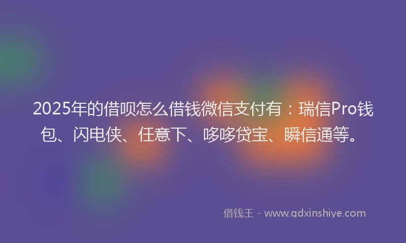 2025年的借呗怎么借钱微信支付有：瑞信Pro钱包、闪电侠、任意下、哆哆贷宝、瞬信通等。