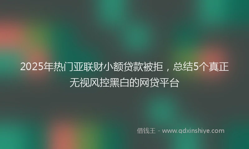 2025年热门亚联财小额贷款被拒，总结5个真正无视风控黑白的网贷平台
