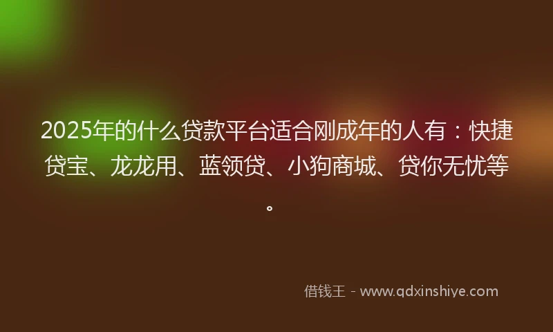 2025年的什么贷款平台适合刚成年的人有：快捷贷宝、龙龙用、蓝领贷、小狗商城、贷你无忧等。