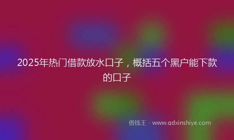 2025年热门借款放水口子，概括五个黑户能下款的口子