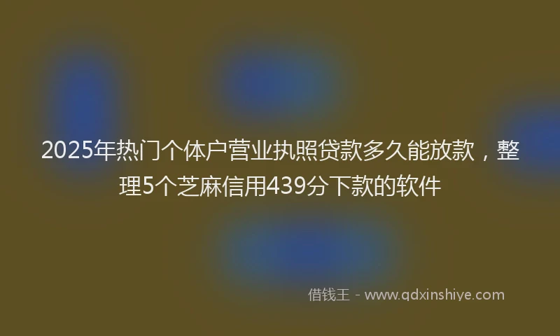 2025年热门个体户营业执照贷款多久能放款，整理5个芝麻信用439分下款的软件