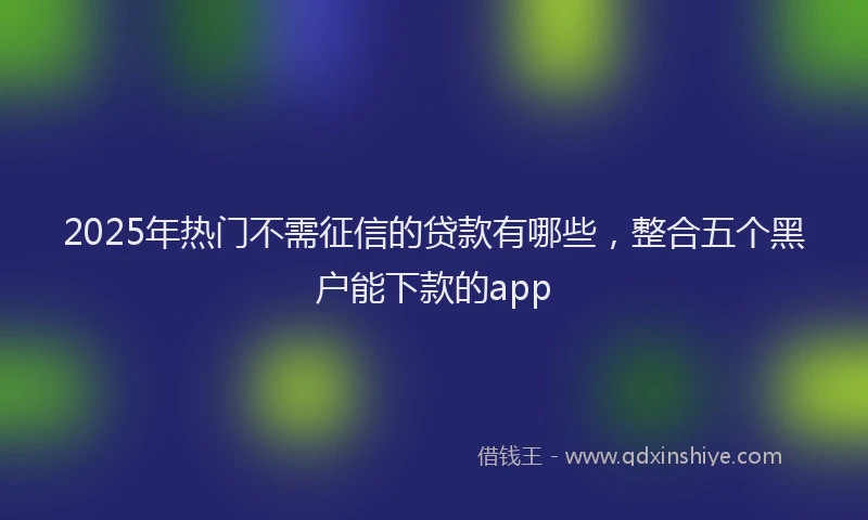 2025年热门不需征信的贷款有哪些，整合五个黑户能下款的app