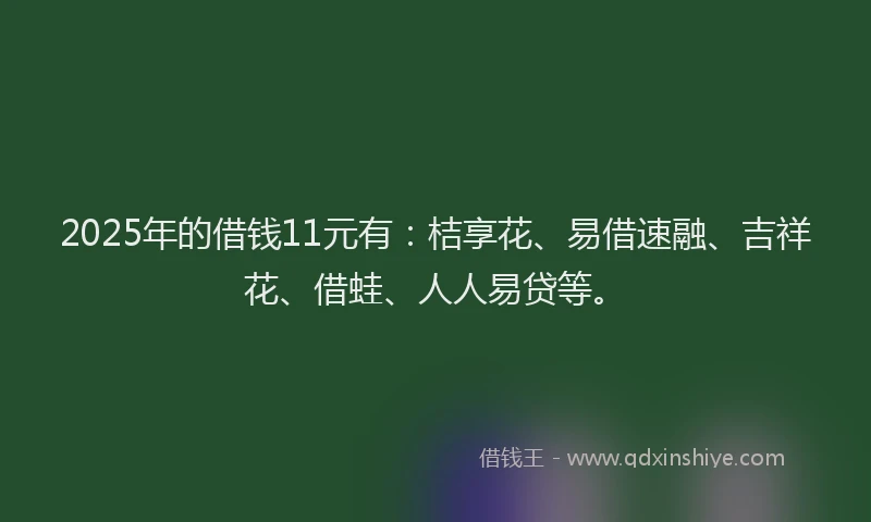 2025年的借钱11元有：桔享花、易借速融、吉祥花、借蛙、人人易贷等。