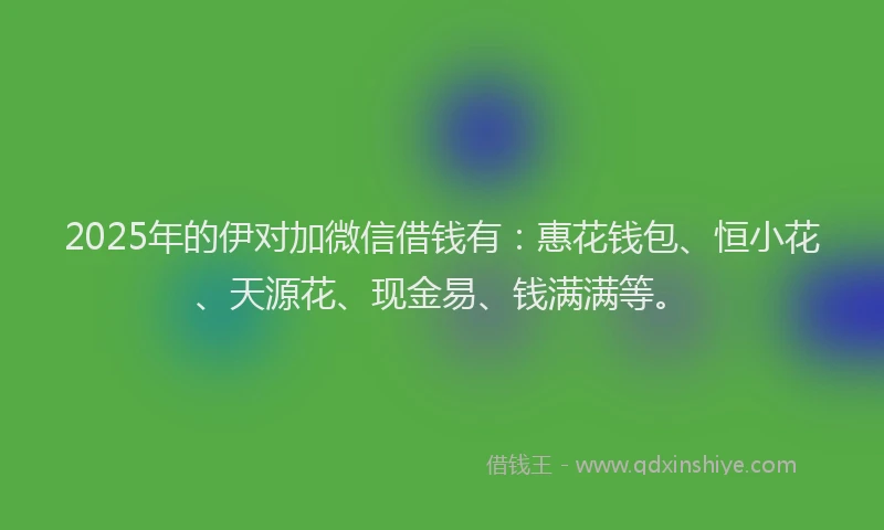 2025年的伊对加微信借钱有：惠花钱包、恒小花、天源花、现金易、钱满满等。