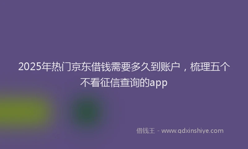2025年热门京东借钱需要多久到账户，梳理五个不看征信查询的app