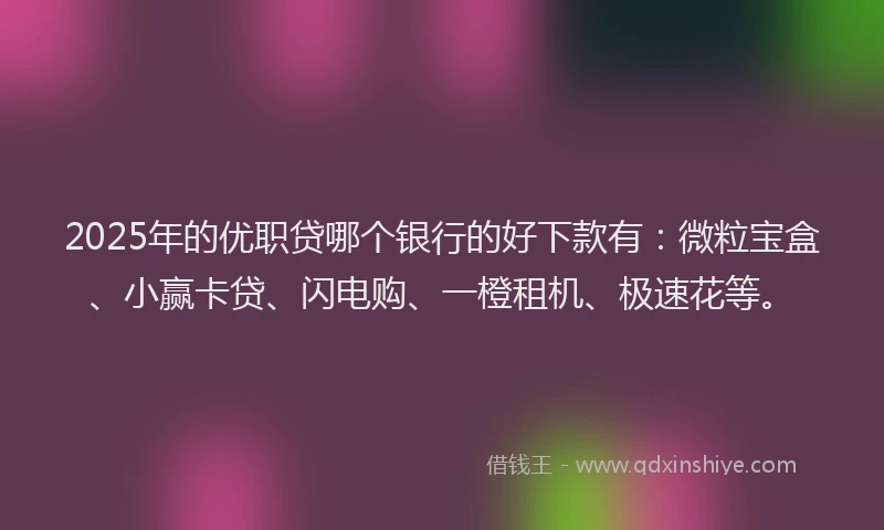 2025年的优职贷哪个银行的好下款有：微粒宝盒、小赢卡贷、闪电购、一橙租机、极速花等。