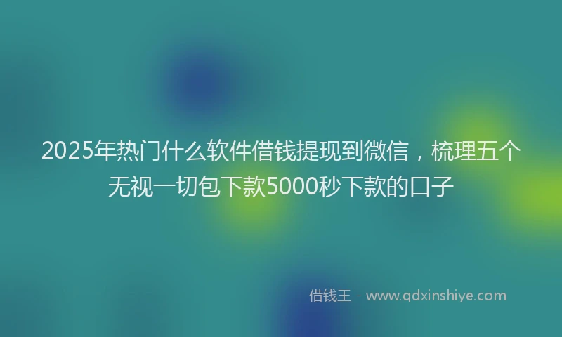 2025年热门什么软件借钱提现到微信，梳理五个无视一切包下款5000秒下款的口子