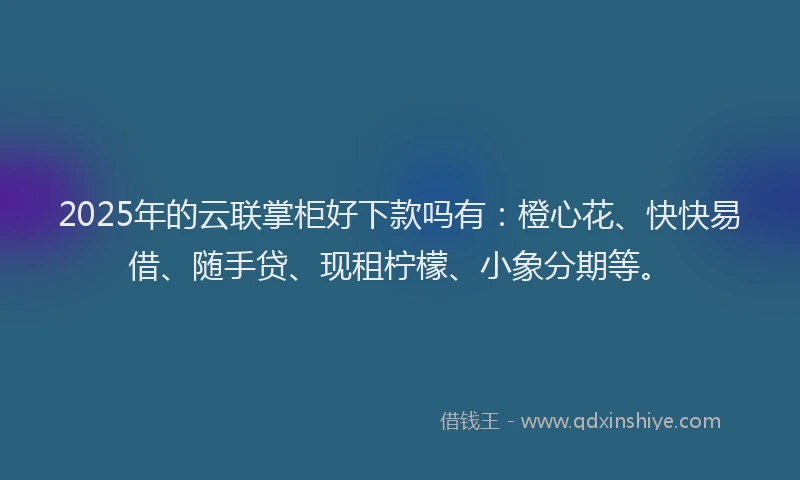 2025年的云联掌柜好下款吗有：橙心花、快快易借、随手贷、现租柠檬、小象分期等。