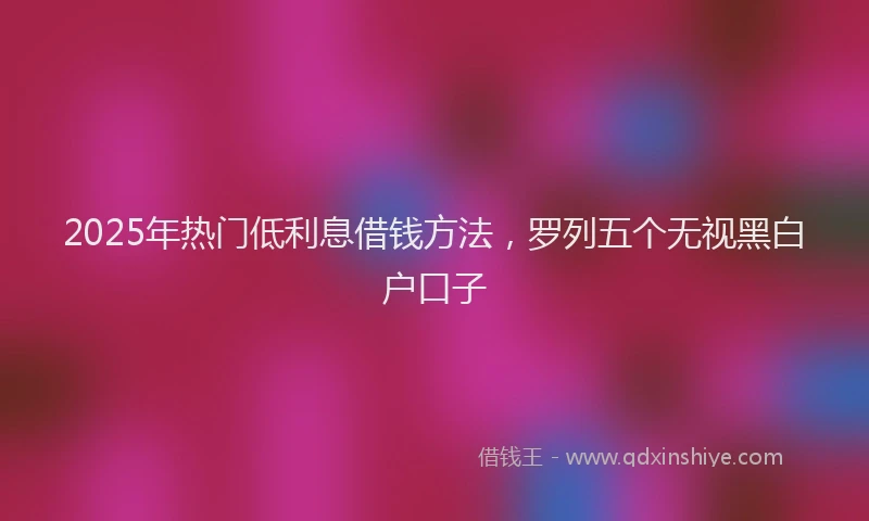 2025年热门低利息借钱方法，罗列五个无视黑白户口子